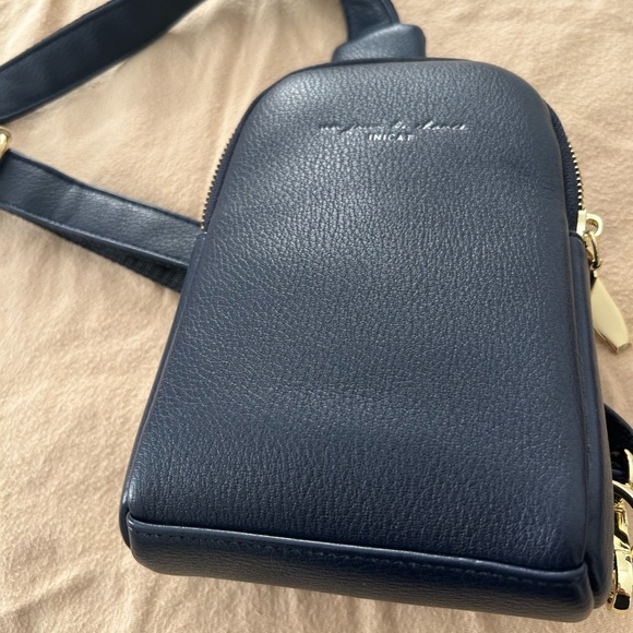 Navy Leather Crossbody Bag - Picture 2 of 3